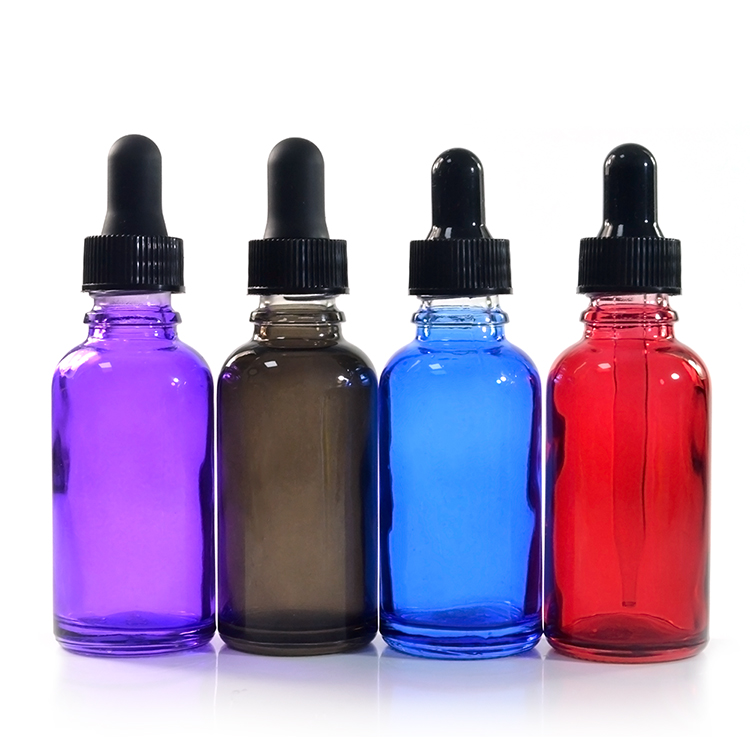 Hot stamping screen printing Matte frosted clear black glass dropper bottle essential oil bottles wtih childproof cap available