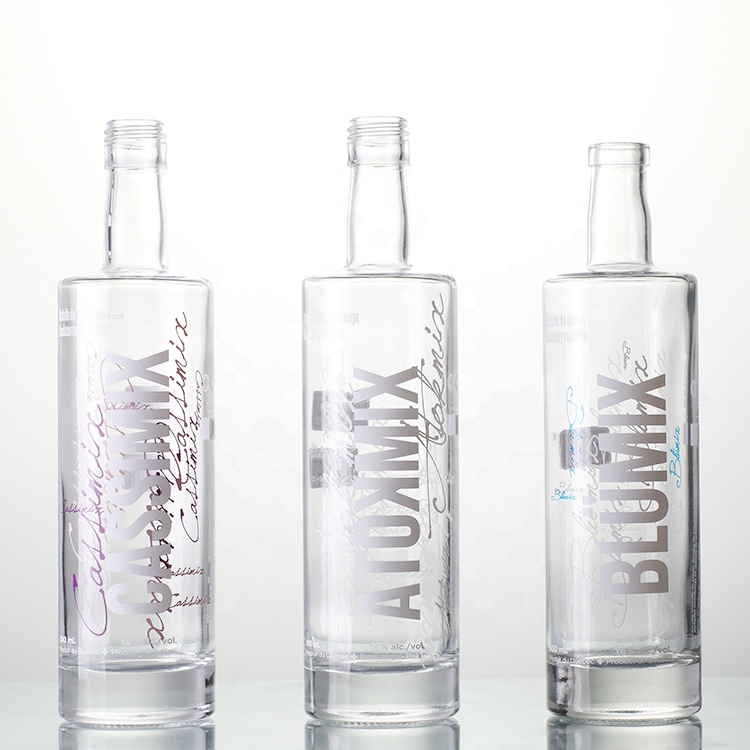 Hot transparent 750ml vodka whisky glass liquor bottle