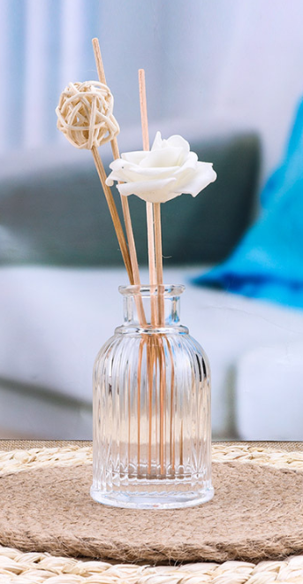 Hotel 90ml Striped Surface Transparent Crimp Cap Glass Empty Perfume Reed Diffuse Glass Bottle