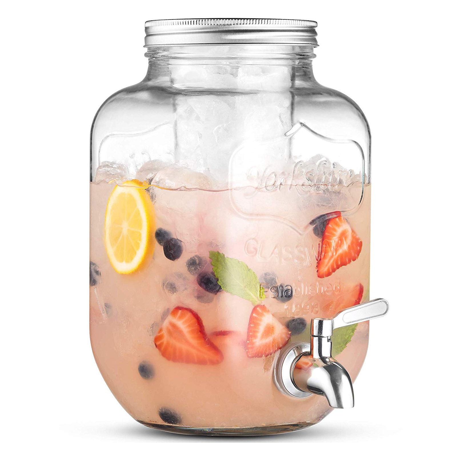 Hotsale 1 gallon 4L 8L glass beverage water dispenser with stainless steel tap