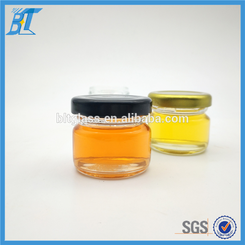 Hotsale 30ml clear round mini empty hermetic jam/honey/butter glass jar in stock fruit paste packing container with lid