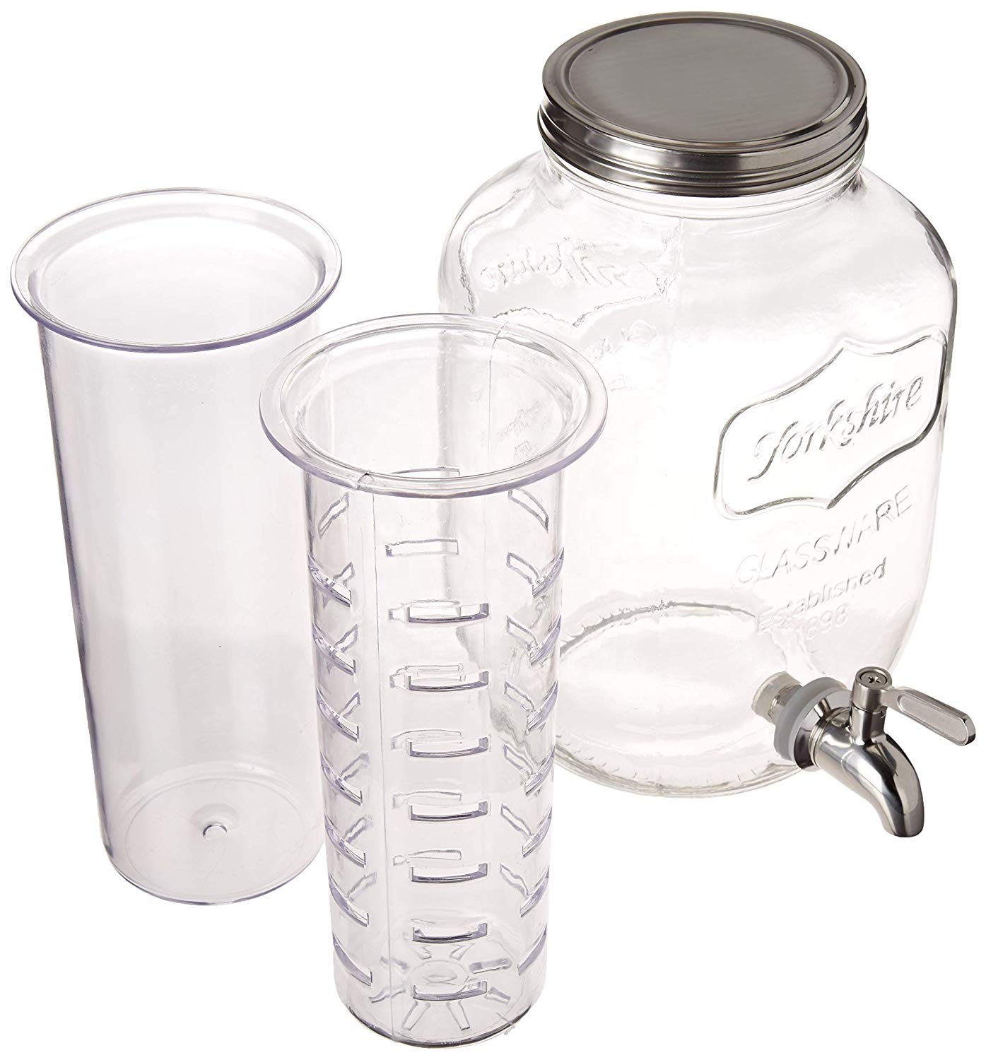 Hotsale 4L 8L glass juice water dispenser with stainless steel tap and ice fruit infuser