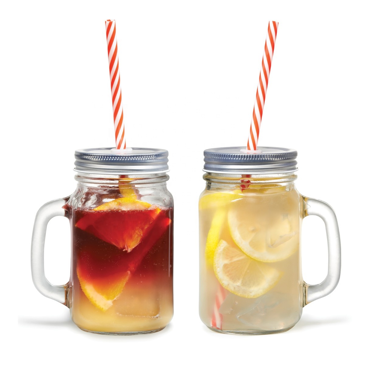 Hotsale 4oz 8oz 16oz regular mouth glass mason jar with lid and straws