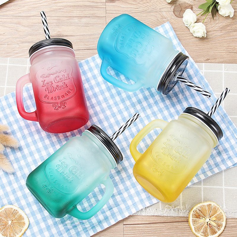 Hotsale 4oz 8oz 16oz regular mouth glass mason jar with lid and straws