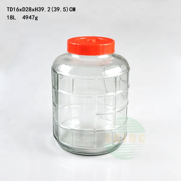 Hotsale 5L 8L 10L 20L 28L Glass Wine Barrel With Sealing Lid Large Glass Pickles Beverage DispenserJar