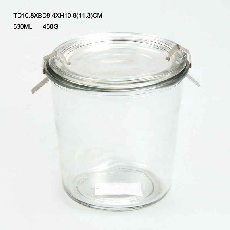 Hotsale clear weck glass canning jars with locking glass lid