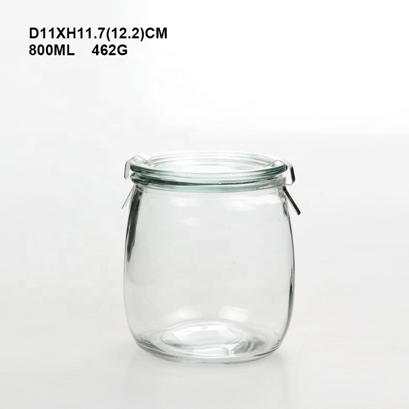 Hotsale clear weck glass canning jars with locking glass lid