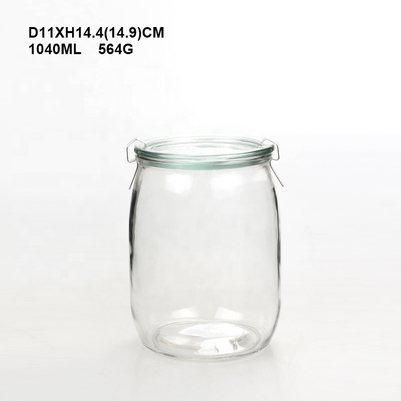 Hotsale clear weck glass canning jars with locking glass lid