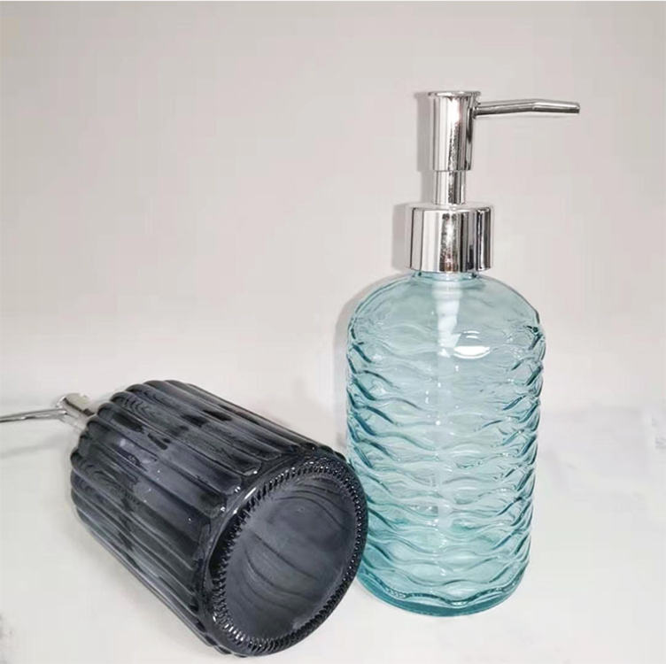 Hotsale decorative fancy 500ml glass liquid soap bottles with hand foam pump dispenser