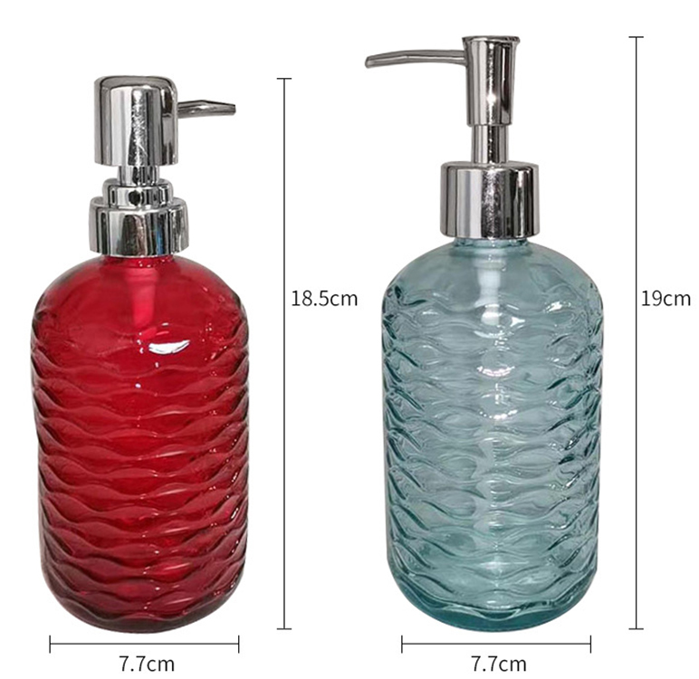 Hotsale decorative fancy 500ml glass liquid soap bottles with hand foam pump dispenser
