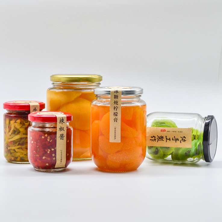 Hotsale food 195ml 240ml 350ml 450ml 500ml glass jar container with high quality and competitive price