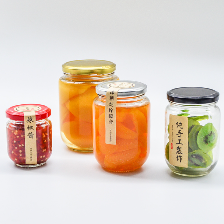 Hotsale food 195ml 240ml 350ml 450ml 500ml glass jar container with high quality and competitive price