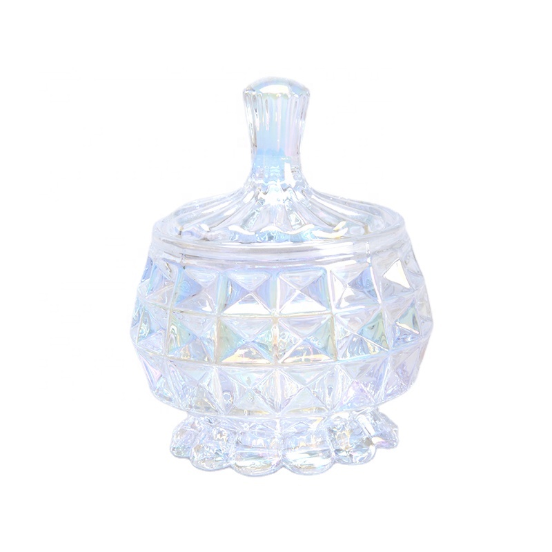 Hotsale glass candy jar crystal glass sugar bowl with glass lid