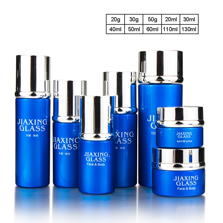 Hotsale manufacturer luxury Alu cosmetic packaging empty glass jars bottles/ spray pump containers for skincare