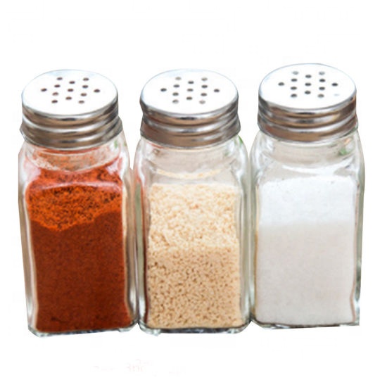 Hotsale mini square 4oz spice jar with metal shaker lids