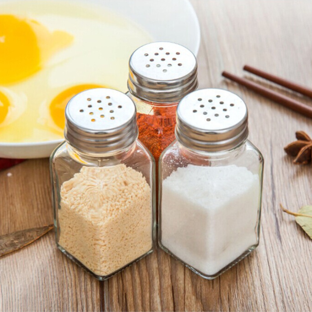 Hotsale mini square 4oz spice jar with metal shaker lids
