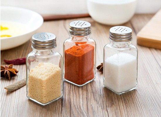 Hotsale mini square 4oz spice jar with metal shaker lids