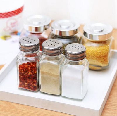 Hotsale mini square 4oz spice jar with metal shaker lids