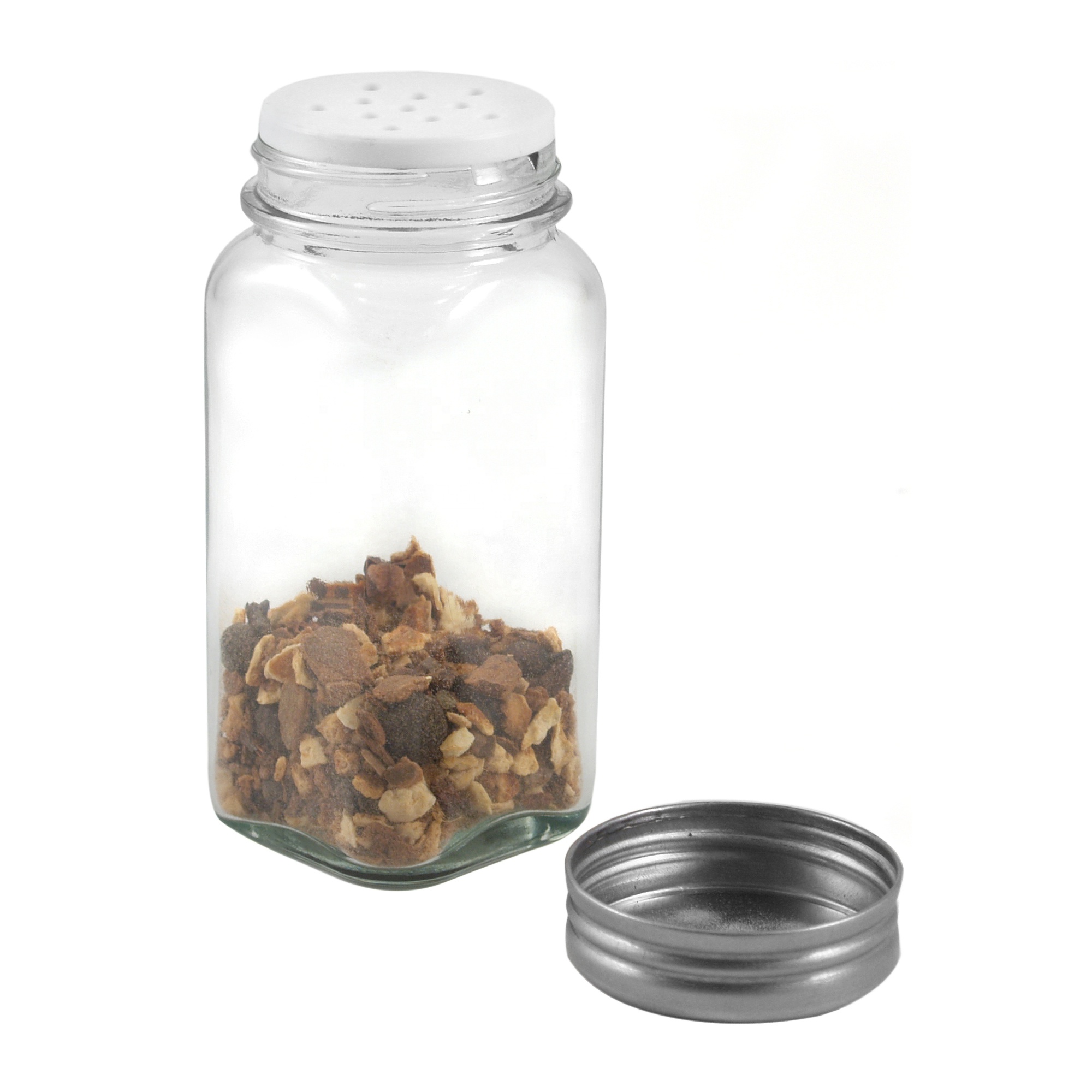 Hotsale mini square 4oz spice jar with metal shaker lids