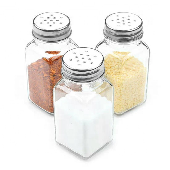 Hotsale mini square 4oz spice jar with metal shaker lids