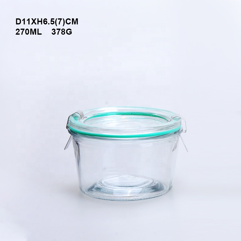 Hotsale wide mouth glass weck canning jars with clip glass lid