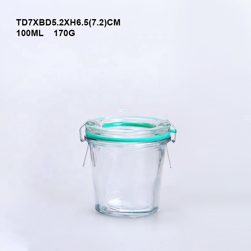 Hotsale wide mouth glass weck canning jars with clip glass lid