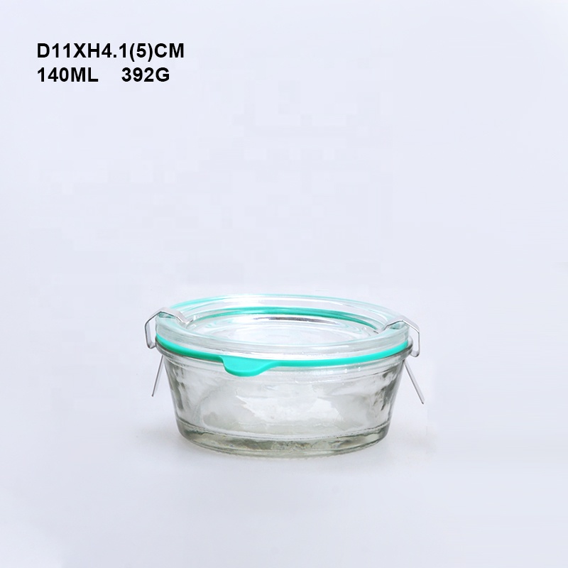 Hotsale wide mouth glass weck canning jars with clip glass lid