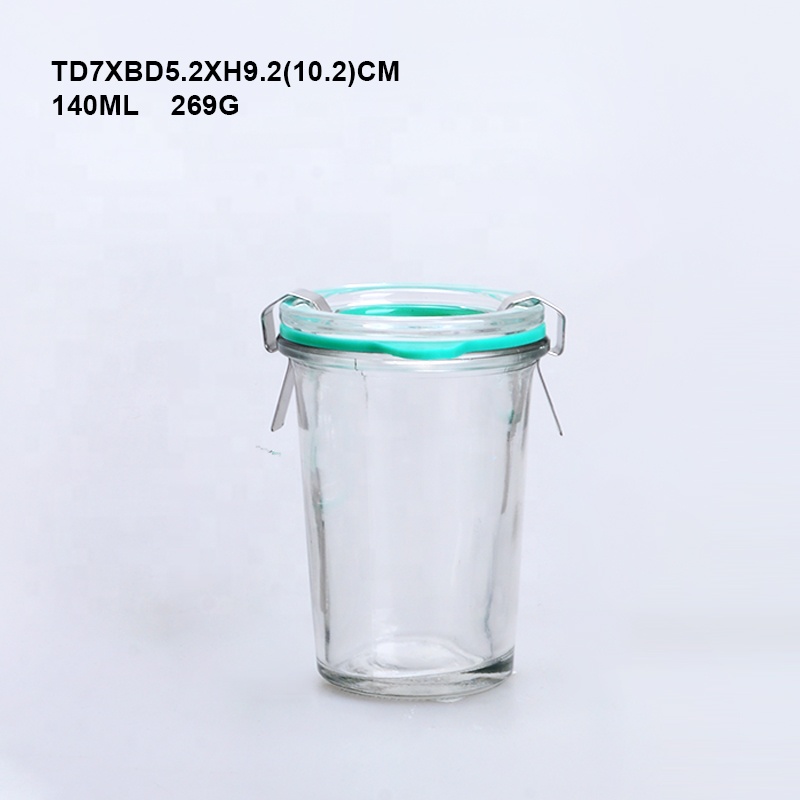 Hotsale wide mouth glass weck canning jars with clip glass lid