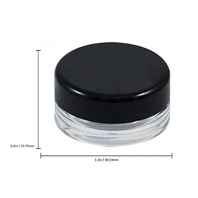 Houseables 3G Jar BPA Free, Cosmetic Sample Empty Container, Plastic, Round Pot Black Screw Cap Lid for Make Up, Eye Shadow, Nai