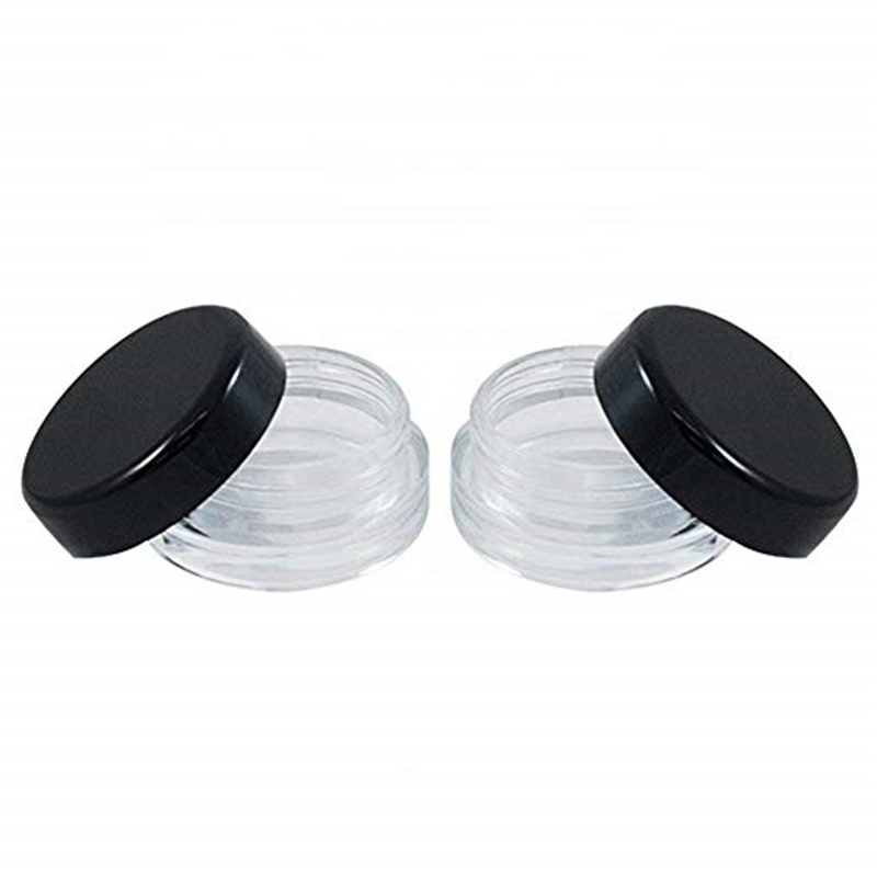 Houseables 3G Jar BPA Free, Cosmetic Sample Empty Container, Plastic, Round Pot Black Screw Cap Lid for Make Up, Eye Shadow, Nai