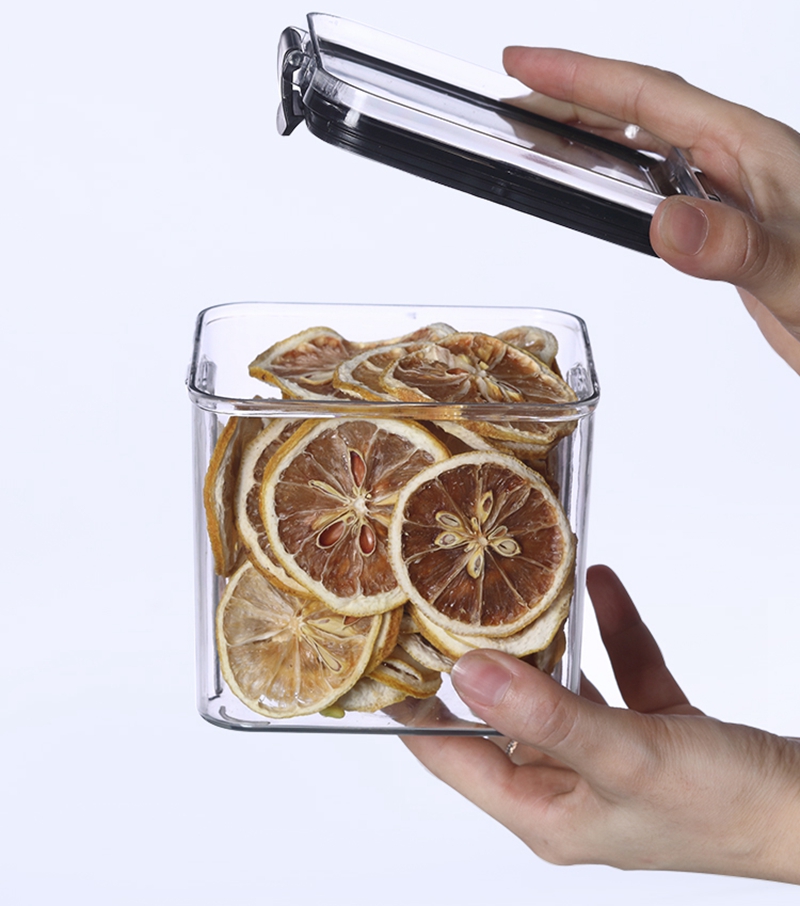 Household Cereal Kitchen airtight crisper dry food Storage Box Snacks and Nuts Dry Goods Containers with Transparent Black Lid