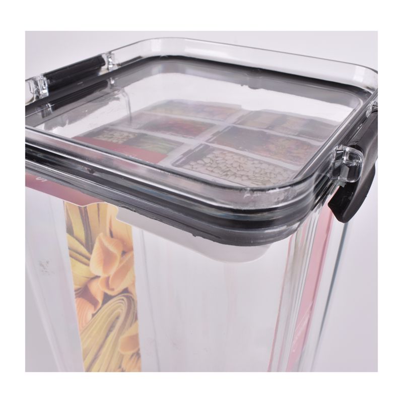 Household Cereal Kitchen airtight crisper dry food Storage Box Snacks and Nuts Dry Goods Containers with Transparent Black Lid