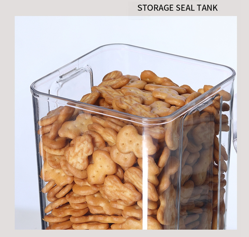 Household Cereal Kitchen airtight crisper dry food Storage Box Snacks and Nuts Dry Goods Containers with Transparent Black Lid