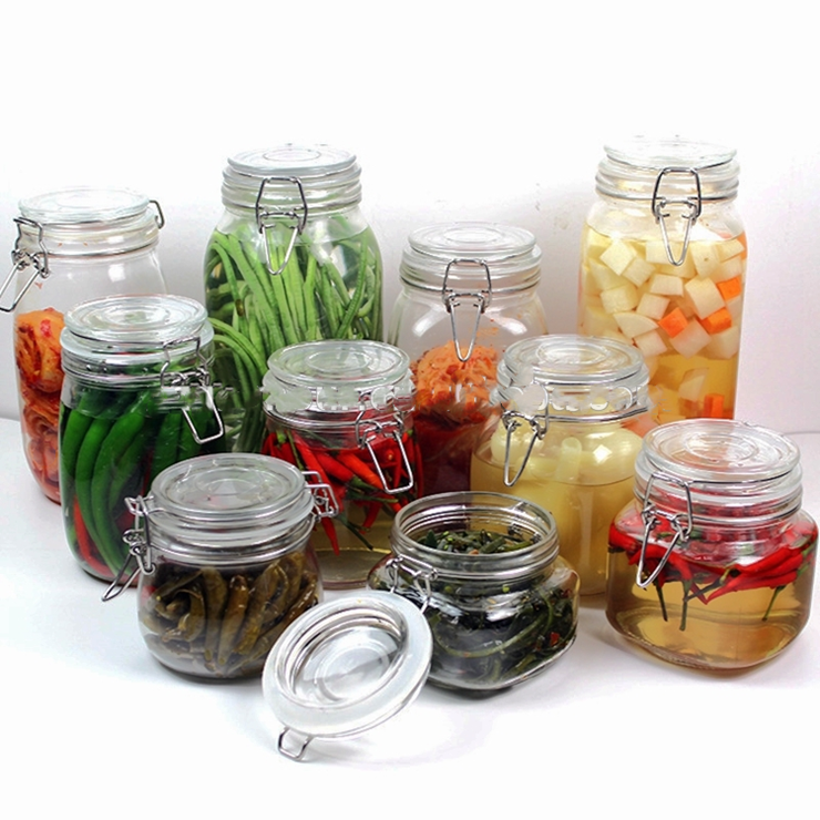 Household Food Storage Printing Seal Transparent Pickled Vegetable Glass Bottle