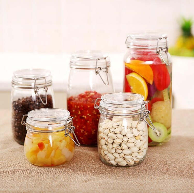 Household Food Storage Printing Seal Transparent Pickled Vegetable Glass Bottle
