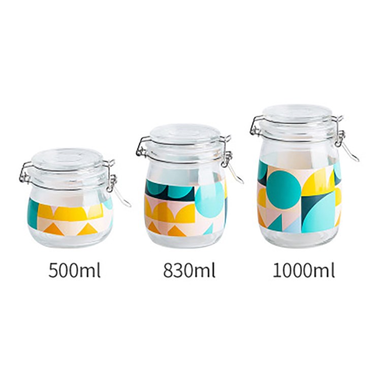 Household Food Storage Printing Seal Transparent Pickled Vegetable Glass Bottle