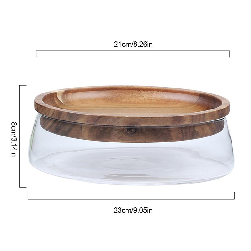 Household Fruit Trays Storage Bins Glass Containers Kitchen Organization Storage Jar with Acacia wood lid