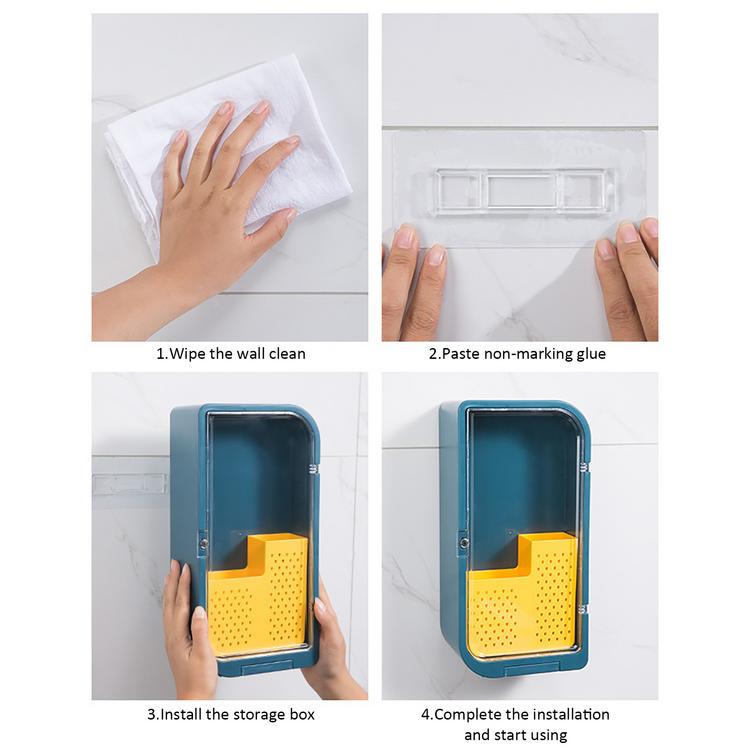 Household drain wall-mounted knife holder integrated storage box kitchen chopsticks spoon rack basket cage with lid