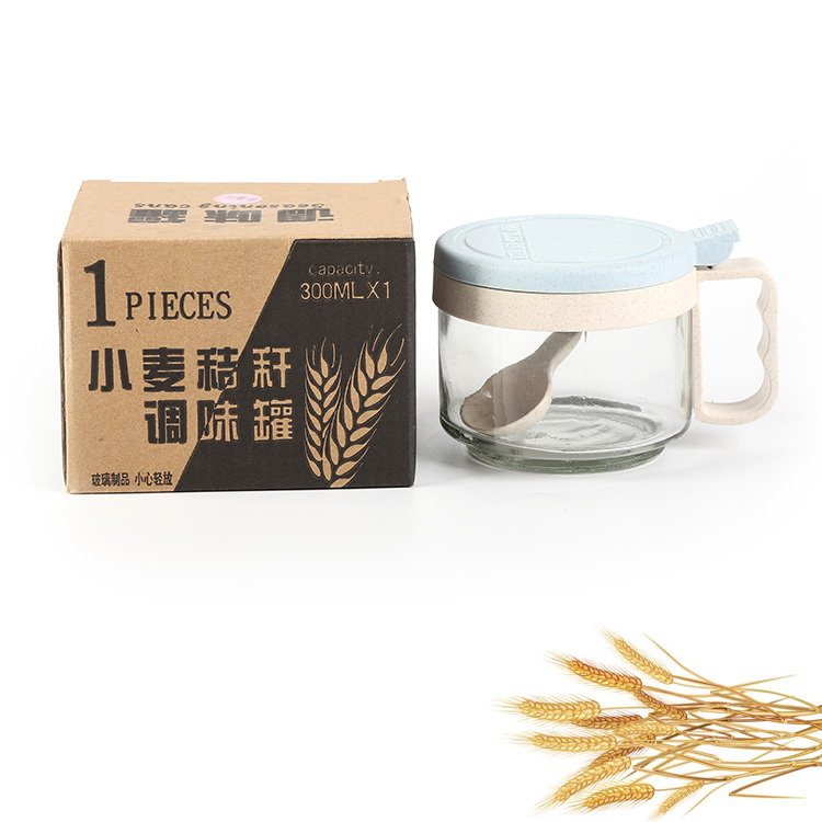 Household kitchen wheatgrass degradable salt soy sauce seasoning jar tableware set