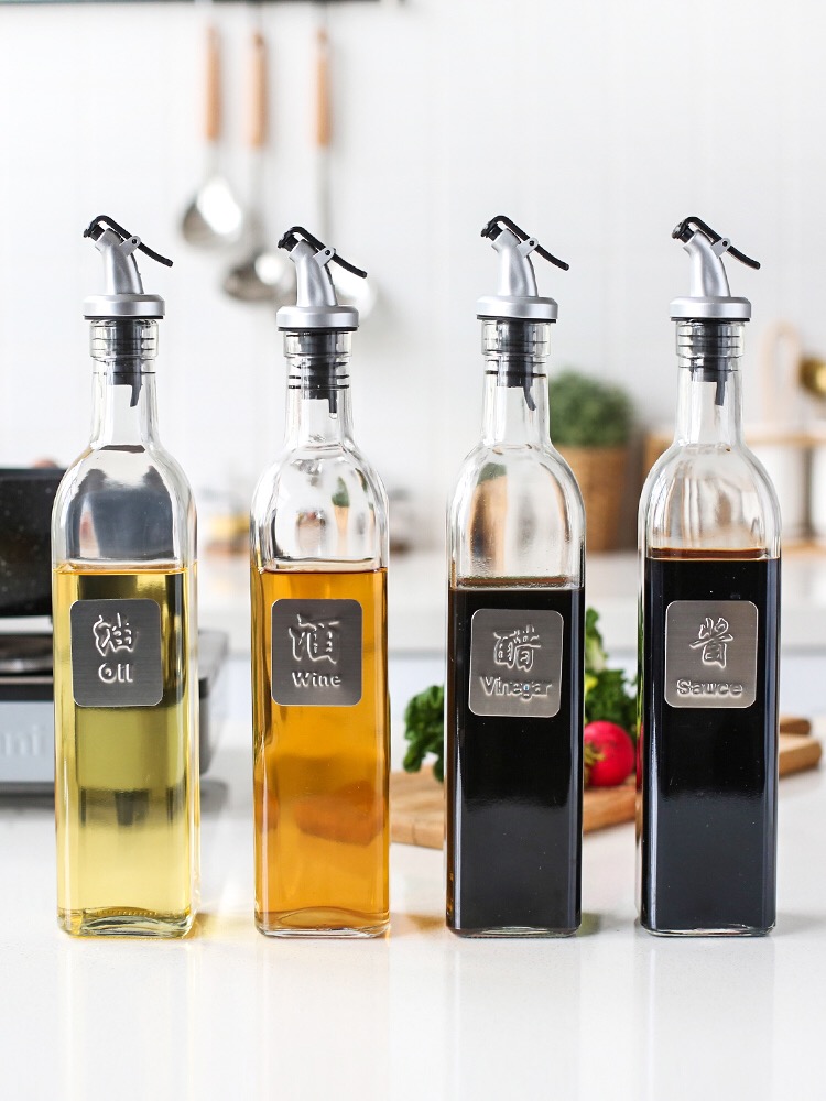 Household oil bottle glass leak proof seasoning bottle kitchen seasoning bottle set