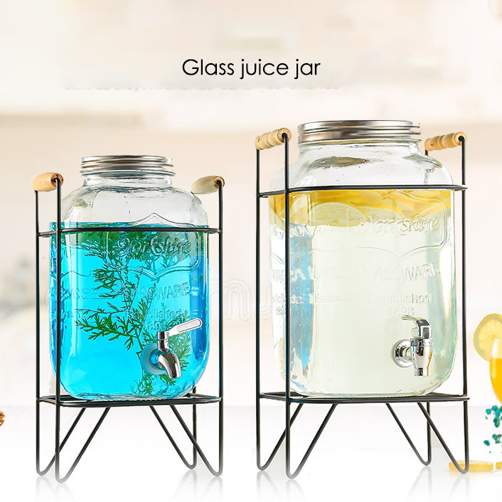 Household safety and environmental protection thickened glass juice jar sealed bubble wine bottle with faucet