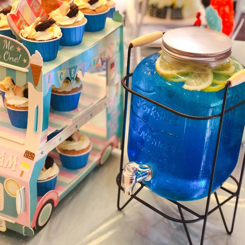 Household safety and environmental protection thickened glass juice jar sealed bubble wine bottle with faucet