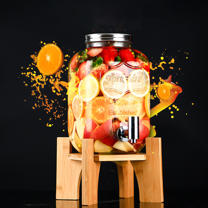 Household safety and environmental protection thickened glass juice jar sealed bubble wine bottle with faucet