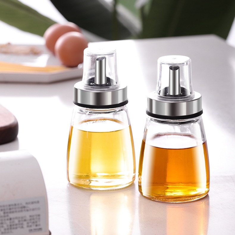 Household small sealing oil glass pot oil proof seasoning soy glass jar in kitchen for vinegar soy