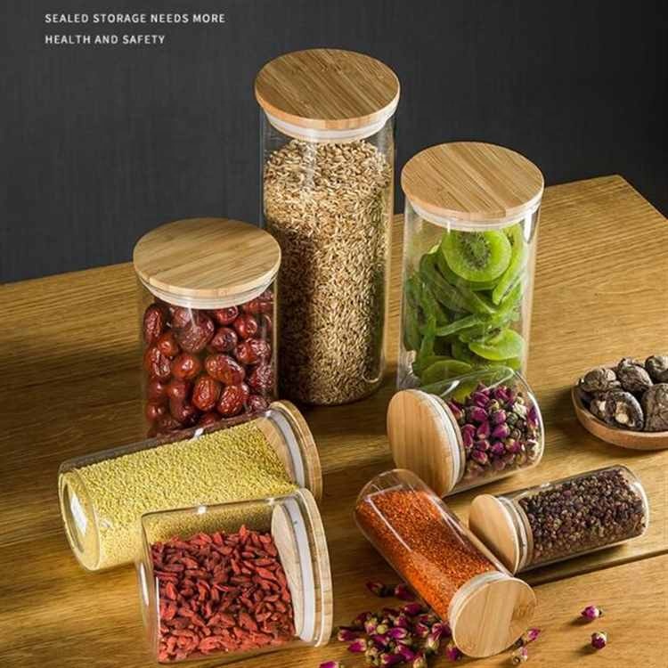 Household storage tools Kitchen miscellaneous grains airtight jar Heat-resistant glass tea caddy High borosilicate storage tank