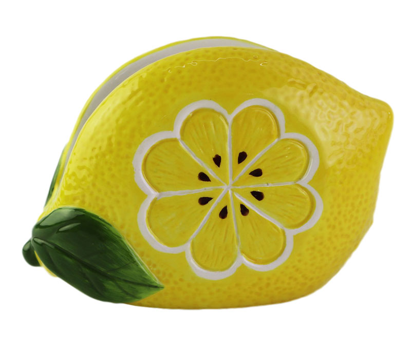 Household using ceramic summer fruit lemon tissue holder napkin tray sponge holder
