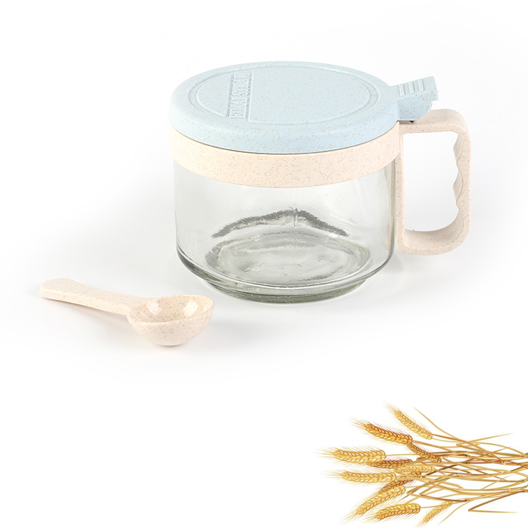 Household wheat straw biodegradable plastic kitchen salt and pepper seasoning glass jar