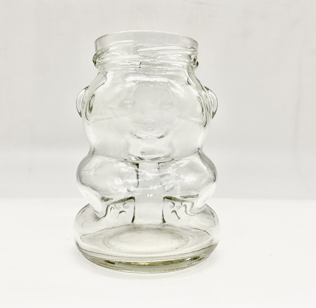 Huajing mould 250ml unique shaped honey bear glass bottle food storage jar with Tin Lid