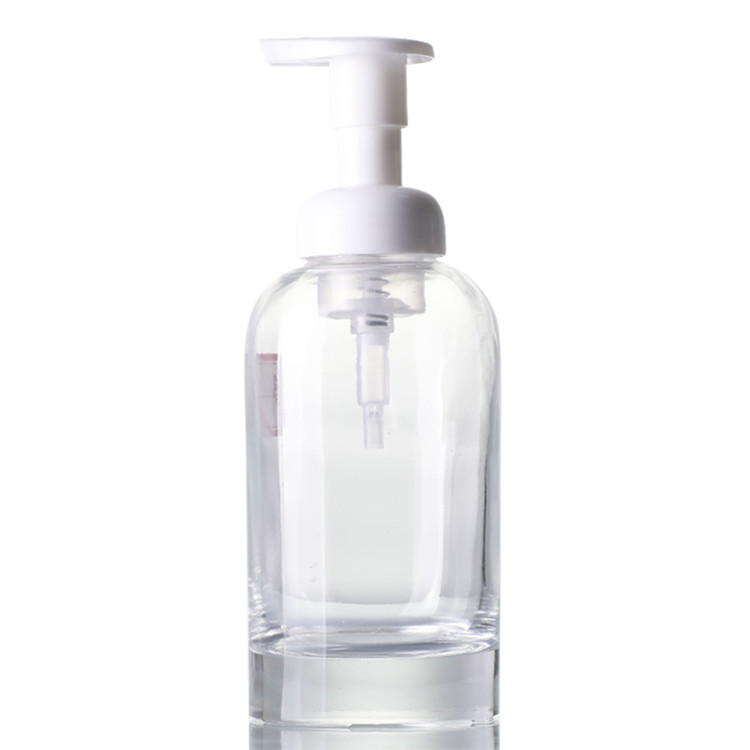 Hui He glass packaging Crystal white material 350 ml clear pink foaming soap pump bottle