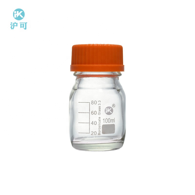 Huke Customized laboratory glassware 100ml~20000ml Borosilicate 3.3 reagent bottles glass media bottle